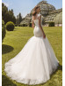 Beaded Lace Tulle Wedding Dress With Pearl Hanging